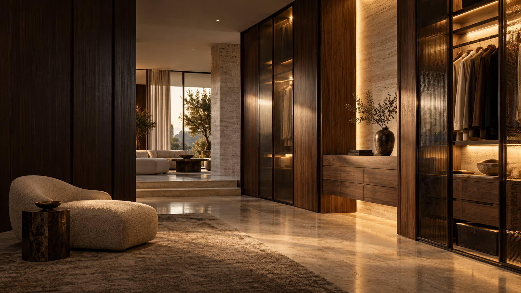 Mobilier la comandă cu finisaje din lemn și piatră